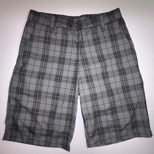 Quiksilver Men's Plaid Shorts Size 32 Gray Casual Summer Beach